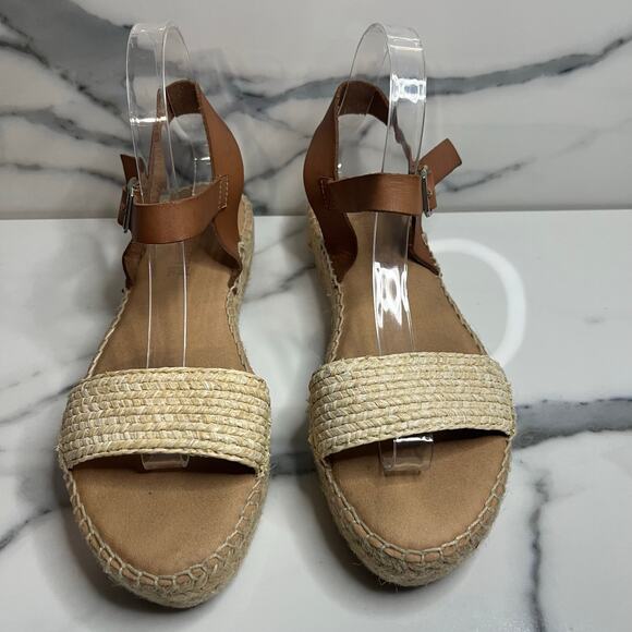 Apaseart Wmn's Brown Leather Ankle Strap Platform Espadrille Sandals Sz39 Sz 8.5 - Picture 2 of 5